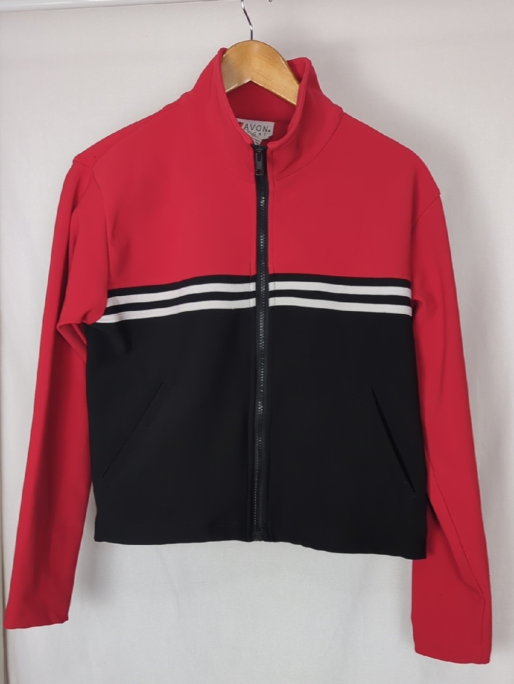 VINTAGE Lavon Women's Red Black Stripe Track Jacket